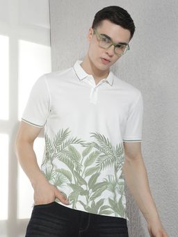 CRIMSOUNE CLUB - Men Blue Printed Polo T-Shirt