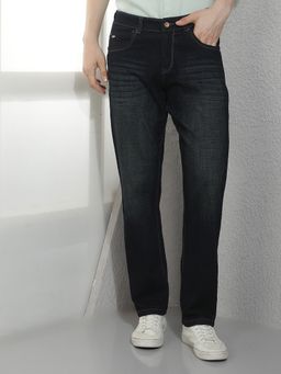 CRIMSOUNE CLUB - Men Navy Blue Straight Fit Jeans
