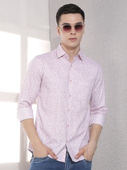 CRIMSOUNE CLUB - Men Floral Print Modal Pink Shirt