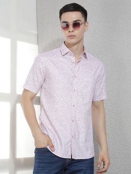 CRIMSOUNE CLUB - Men Pink Floral Print Modal Shirt