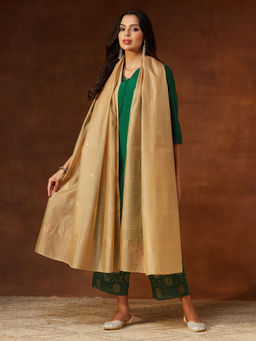 Fabindia - Beige Cotton Silk Blend Chanderi Dupatta