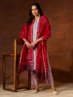 Fabindia - Magenta Cotton Silk Blend Dupatta
