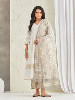 Fabindia - Natural Cotton Silk Hand Block Printed Dupatta
