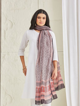 Fabindia - Beige Cotton Silk Bagh Printed Dupatta
