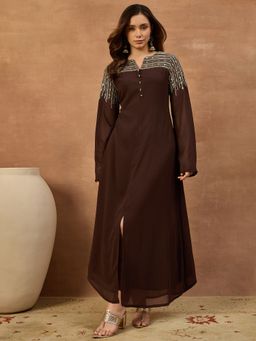 INDDUS - Women Ethnic Motifs Sequinned Embroidered Ethnic Dress