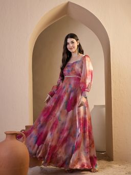 INDDUS - Women Abstract Printed Ethnic Dress
