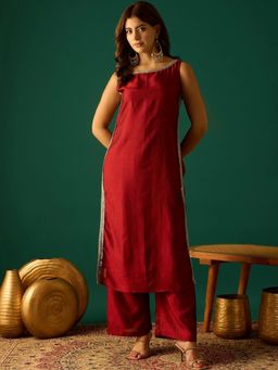 LAASYNA - Women Regular Sequinned Kurta With Pant