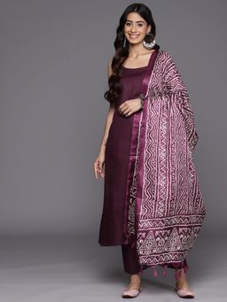 LAASYNA - Violet Solid Sleeveless Kurta With Pant & Dupatta