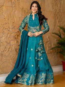HOUSE OF JAMOTI - Morika Neel Brocade Lehenga Set