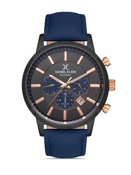 Daniel Klein - Black Color Leather Strap Watch for Men DK.1.13114-4