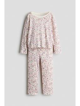 H&M - Girls White Patterned Cotton Pyjamas and Top