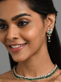 Fida - Wedding Luxurious Gold-Plated Emerald American Diamond Jewellery Set for Women