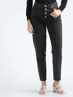 Calvin Klein - Medium-Wash Slim Fit Mid Rise Black Jeans