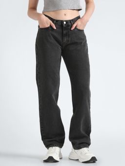 Calvin Klein - Medium-Wash Relaxed Fit Mid Rise Charcoal Jeans