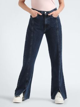 Calvin Klein - Medium-Wash Flared Fit High Rise Navy Blue Jeans