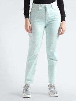 Calvin Klein - Light-Wash Slim Fit High Rise Green Jeans