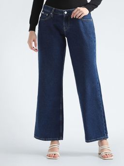 Calvin Klein - Medium-Wash Wide Fit Mid Rise Navy Jeans