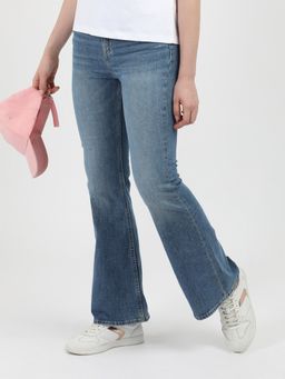 Calvin Klein - Medium-Wash Flared Fit Mid Rise Blue Jeans