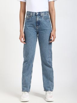 Calvin Klein - Mid-Wash Slim-Fit High Rise Blue Jeans
