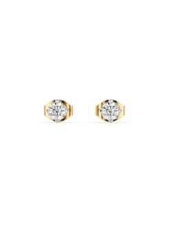 Lukson - Soft Ray Solitaire Studs Pure Gold Lab Diamond Earrings