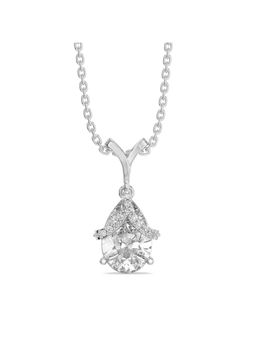 Lukson - Over Laced In Pear Silver Lab Diamond Solitaire Pendant