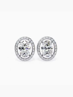 Valanova - Hallmarked 18K White Gold and Certified Lab Grown Diamond 3.42Cts Earrings