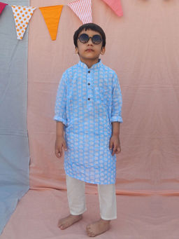 The Cotton Staple - Blue Lotus Kurta With Pant(Set of 2)