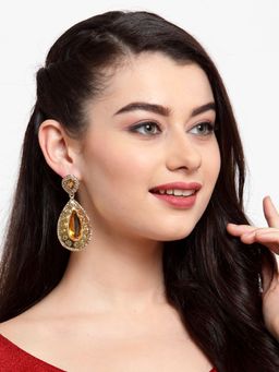 Anika's Creations - Traditional Partywear Golden Dangle Earrings