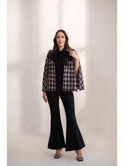 AKSH INDIA - Ginny Bow Tweed Cape - Black