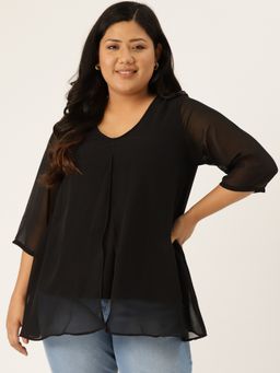 theRebelinme - Womens Black Solid Color Layered Top