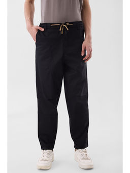 Snitch - Black Solid Relaxed Casual Cargo Pant for Men