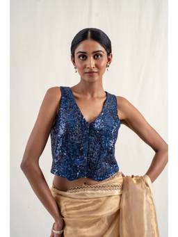 PRIYANKA RAAJIV - Aravalli Blue Stitched Blouse