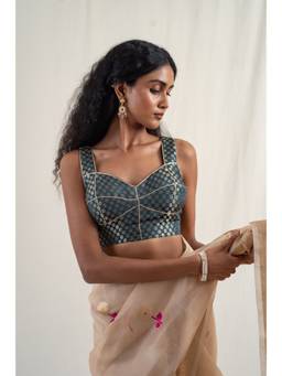 PRIYANKA RAAJIV - Teal Karol Stitched Blouse