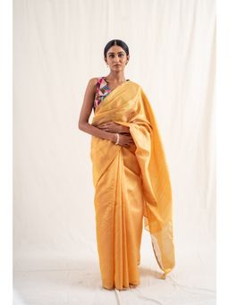 PRIYANKA RAAJIV - Mustard Johri Ochre Saree with Unstitched Blouse