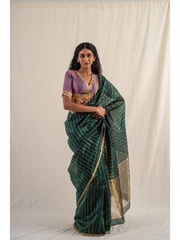 PRIYANKA RAAJIV - Yasti Green Saree with Unstitched Blouse