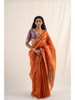 PRIYANKA RAAJIV - Yasti Orange Saree with Unstitched Blouse