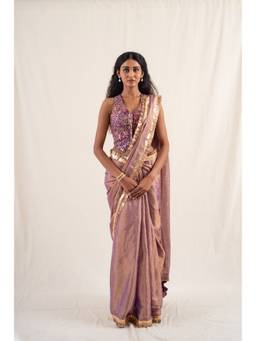 PRIYANKA RAAJIV - Janpath Lavender Saree with Unstitched Blouse