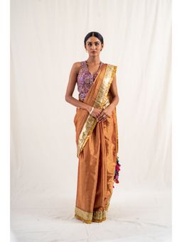 PRIYANKA RAAJIV - Bronze Sarojini Saree with Unstitched Blouse