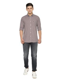 Allen Solly - Men Brown Slim Fit Check Full Sleeves Casual Shirts