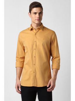 Peter England - Men Mustard Slim Fit Solid Full Sleeves Casual Shirt