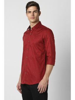 Peter England - Men Maroon Slim Fit Print Full Sleeves Casual Shirt