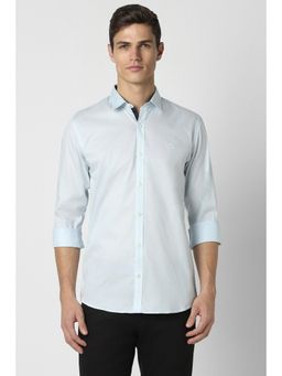 Peter England - Men Blue Slim Fit Print Full Sleeves Casual Shirt