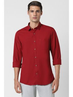 Peter England - Men Red Slim Fit Solid Shirt