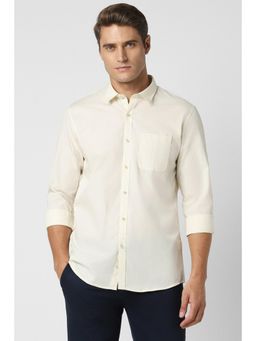Peter England - Men Cream Slim Fit Solid Shirt