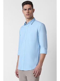 Peter England - Men Blue Slim Fit Print Full Sleeves Casual Shirt