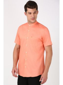 Peter England - Men Orange Slim Fit Solid Shirt