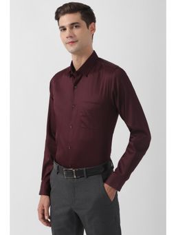 Peter England - Men Maroon Slim Fit Formal Full Sleeves Formal Shirt