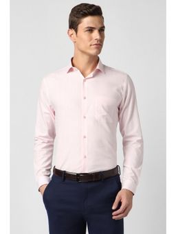 Peter England - Men Peach Slim Fit Formal Full Sleeves Formal Shirt