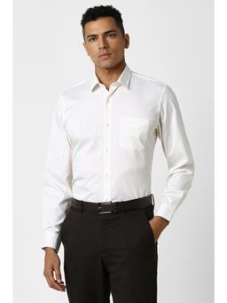 Peter England - Men Cream Slim Fit Formal Shirt