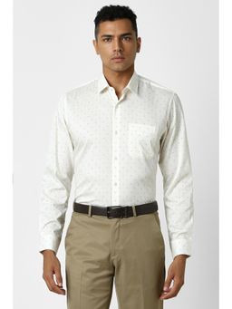 Peter England - Men Cream Slim Fit Formal Shirt